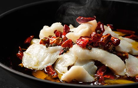 Boiled sliced fish with spicy chilli sauce